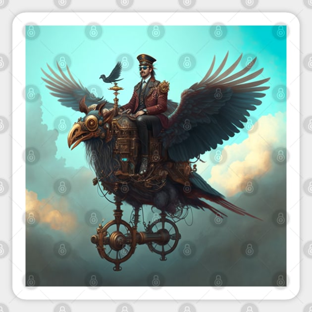 Steampunk robot mechanical bird flyer Sticker by SJG-digital